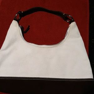 Creme canvas and brown suede bag🇱🇷